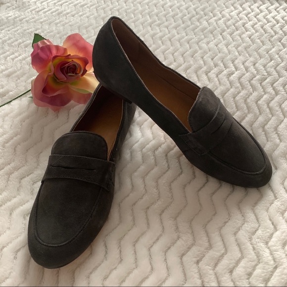 J.Crew Factory Gray Suede Leather Loafers Sz 7 - Picture 1 of 12